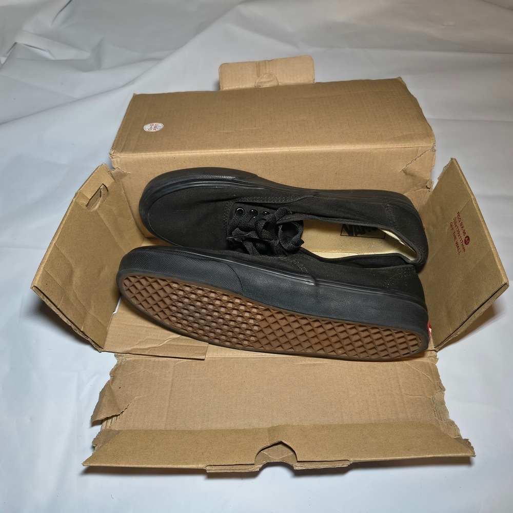 Vans Authentic Lo Pro Black Black Canvas Sneakers Low Skate Shoes Mens 9 W 10.5